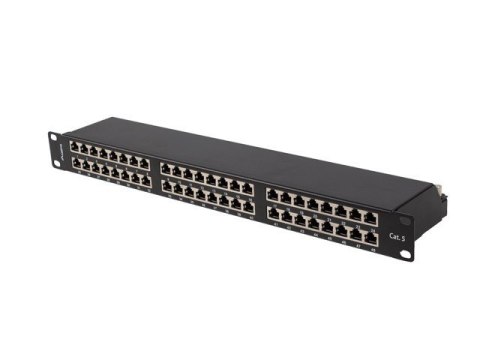 PATCH PANEL 48 PORT 1U 19" KAT.5E FTP EKRANOWANY CZARNY LANBERG