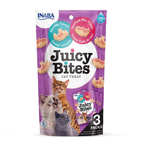 INABA Juicy Bites O smaku krewetek i owoców morza - przysmak dla kota - 3x11,3 g