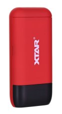 XTAR ŁADOWARKA/POWERBANK DO AKUMULATORÓW CYLINDRYCZNYCH LI-ION 18650/20700/21700 CZERWONY PB2S