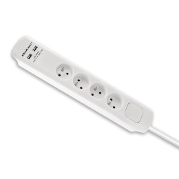 QOLTEC LISTWA ZASILAJĄCA ANTYPRZEPIĘCIOWA | 4 GNIAZDA | 2 X USB | 1.8M | BIAŁA