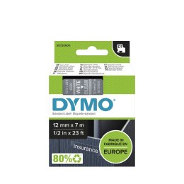 DYMO D1 - Standard Etykiety - Biały na przezroczystym - 12mm x 7m