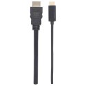 Manhattan 152235 adapter kablowy 1 m USB Type-C HDMI Typu A (Standard) Czarny