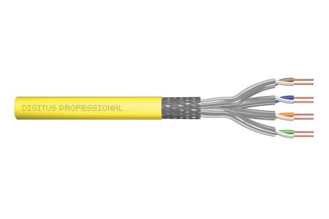 Digitus Kabel instalacyjny kat.7A, S/FTP, Dca-s1a d1 a1 , AWG 22/1, LSOH, 100m, żółty