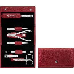 ZWILLING CLASSIC INOX Zestaw do manicure - czerwone skórzane etui, 7 elementów