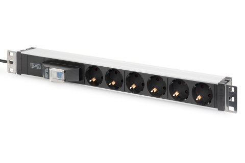 Digitus Listwa zasilająca PDU 19" Rack, 6x schuko, 2.0m, 1x wtyk unischuko, 16A, wyłącznik nadprądowy, profil aluminiowy