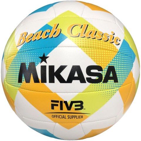 Piłka siatkowa plażowa Mikasa Beach Classic biało-żółto-niebieska BV543C-VXA-LG 5