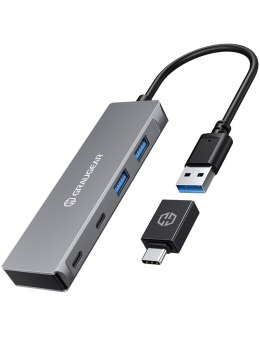 Koncentrator USB Graugear, 4 porty, 2x USB-A, 2x USB-C, z adapterem USB-C